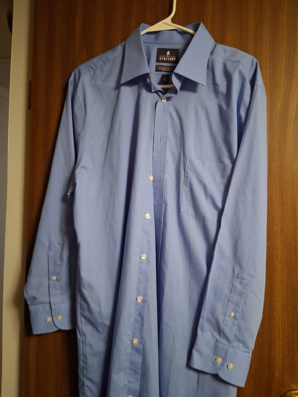 Stafford Men’s Blue Dress Shirt with Chest Pocket